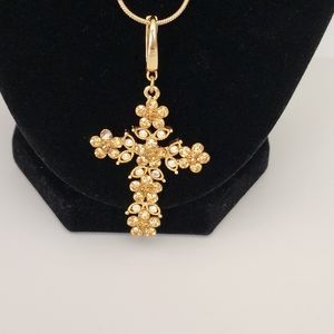 Floral Regal Cross Goldtone
